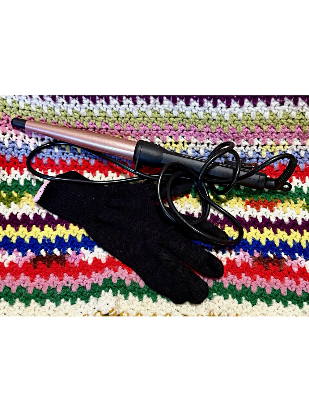 Rose Gold Tapered Curling Iron Wand & Heat Resistant Glove Set